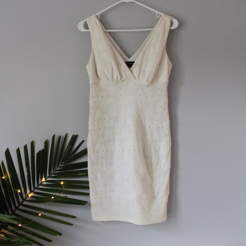Valerie Bertanelli Cream Eyelet Cocktail Dress